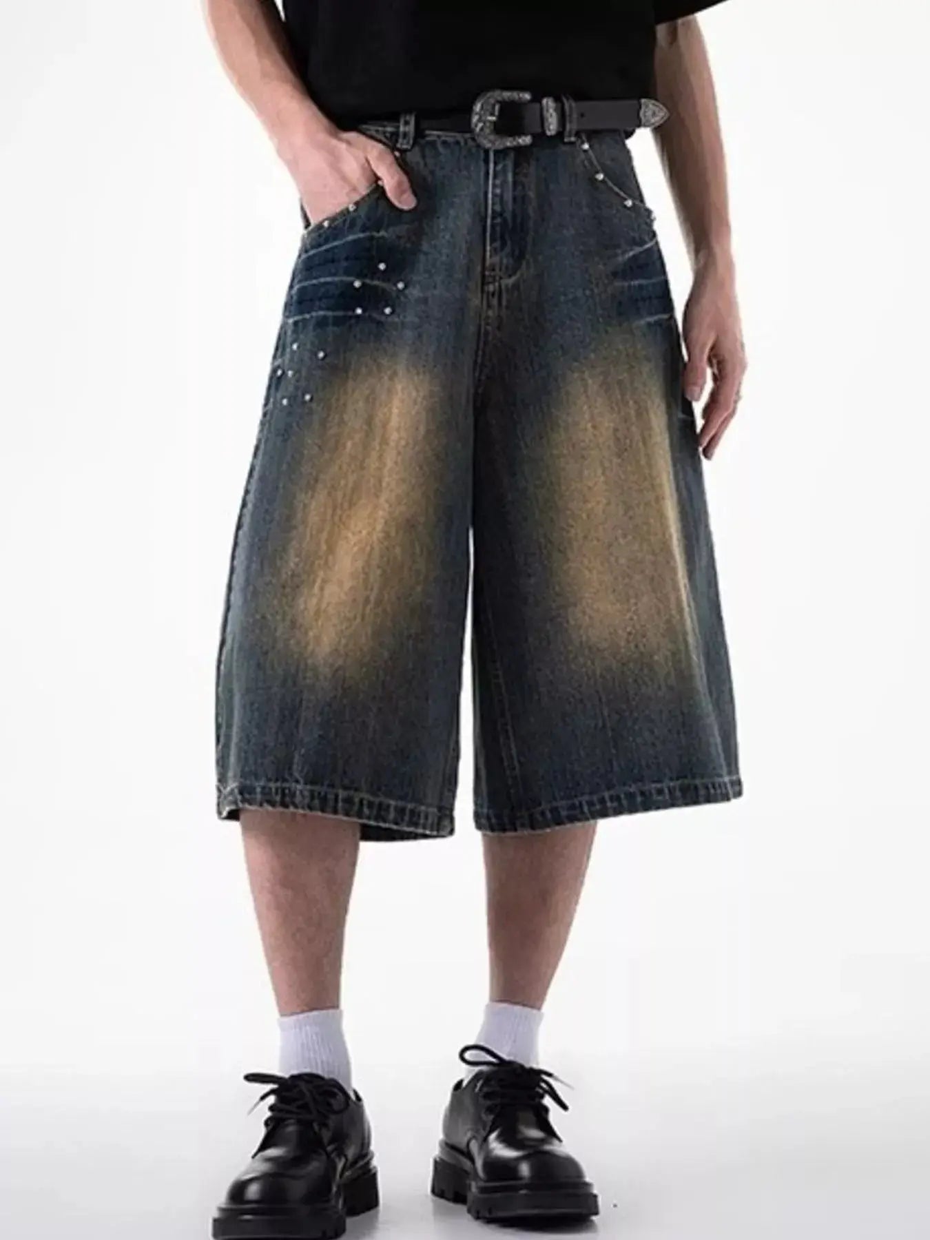 Men's Plus Size Wide Leg Denim Shorts  COOLANDBAG