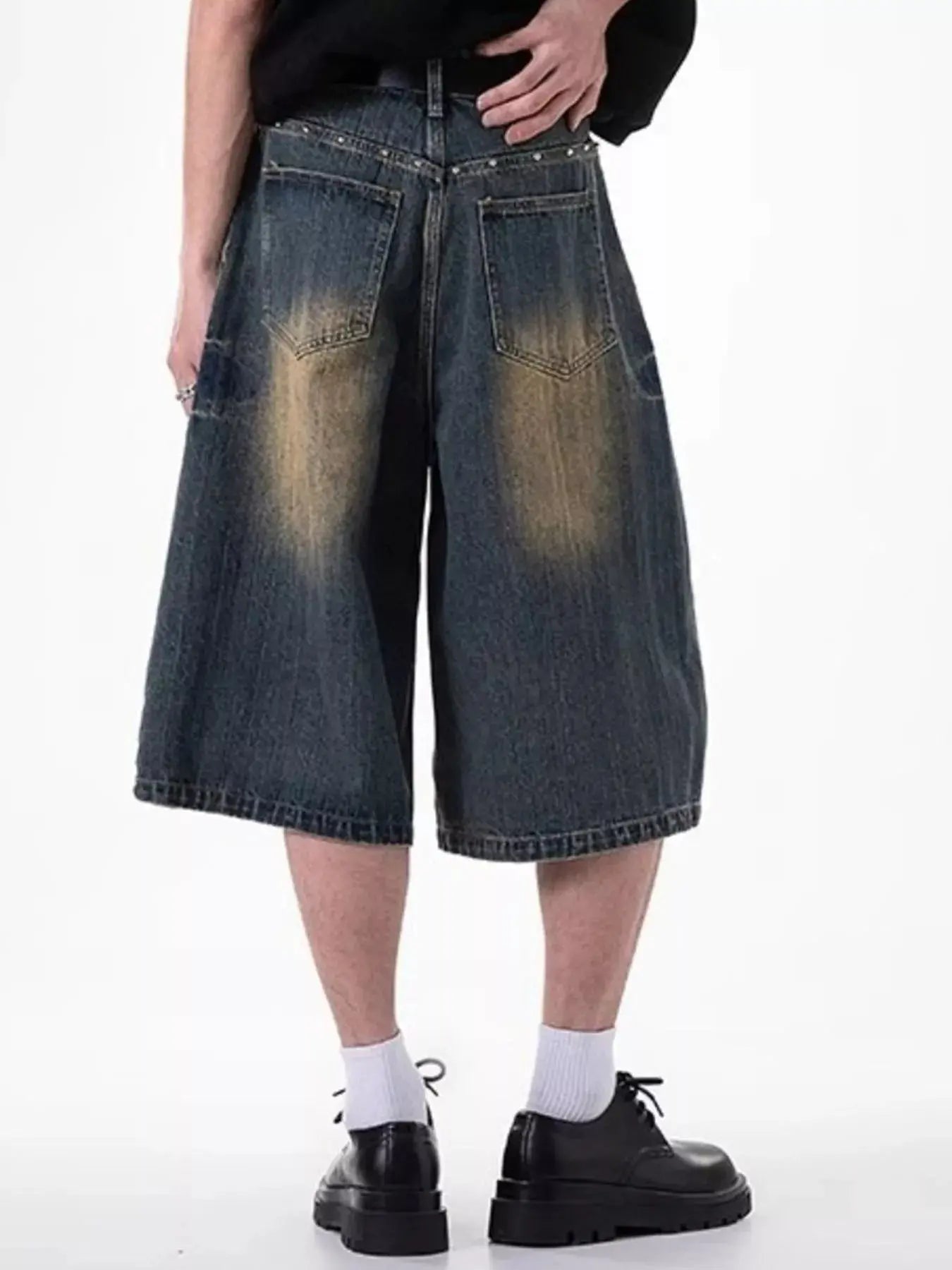 Men's Plus Size Wide Leg Denim Shorts  COOLANDBAG