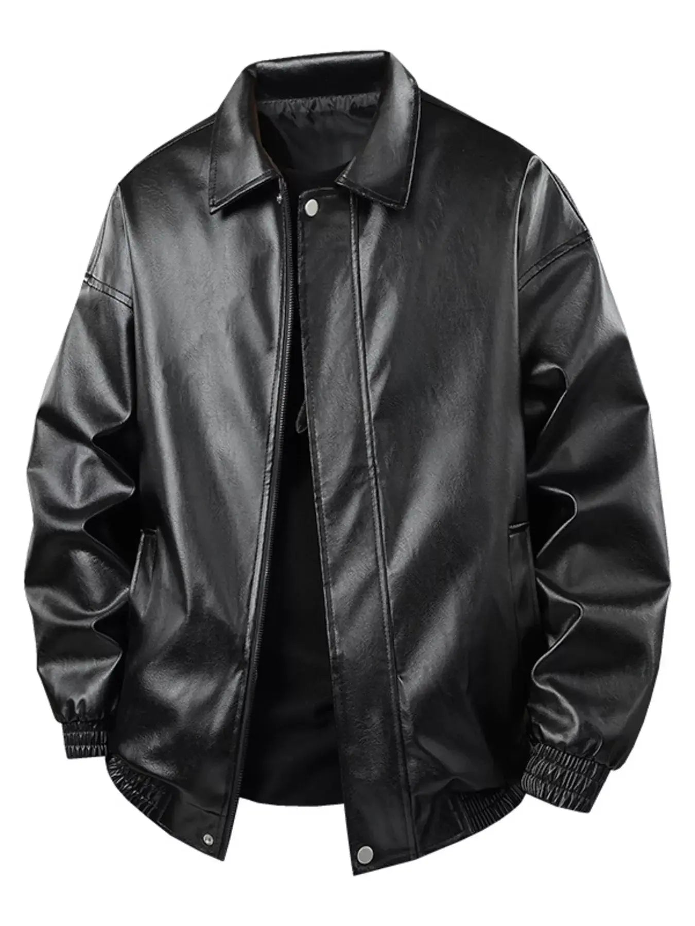 Men's Plus Size Zip Up Leather Jacket  COOLANDBAG