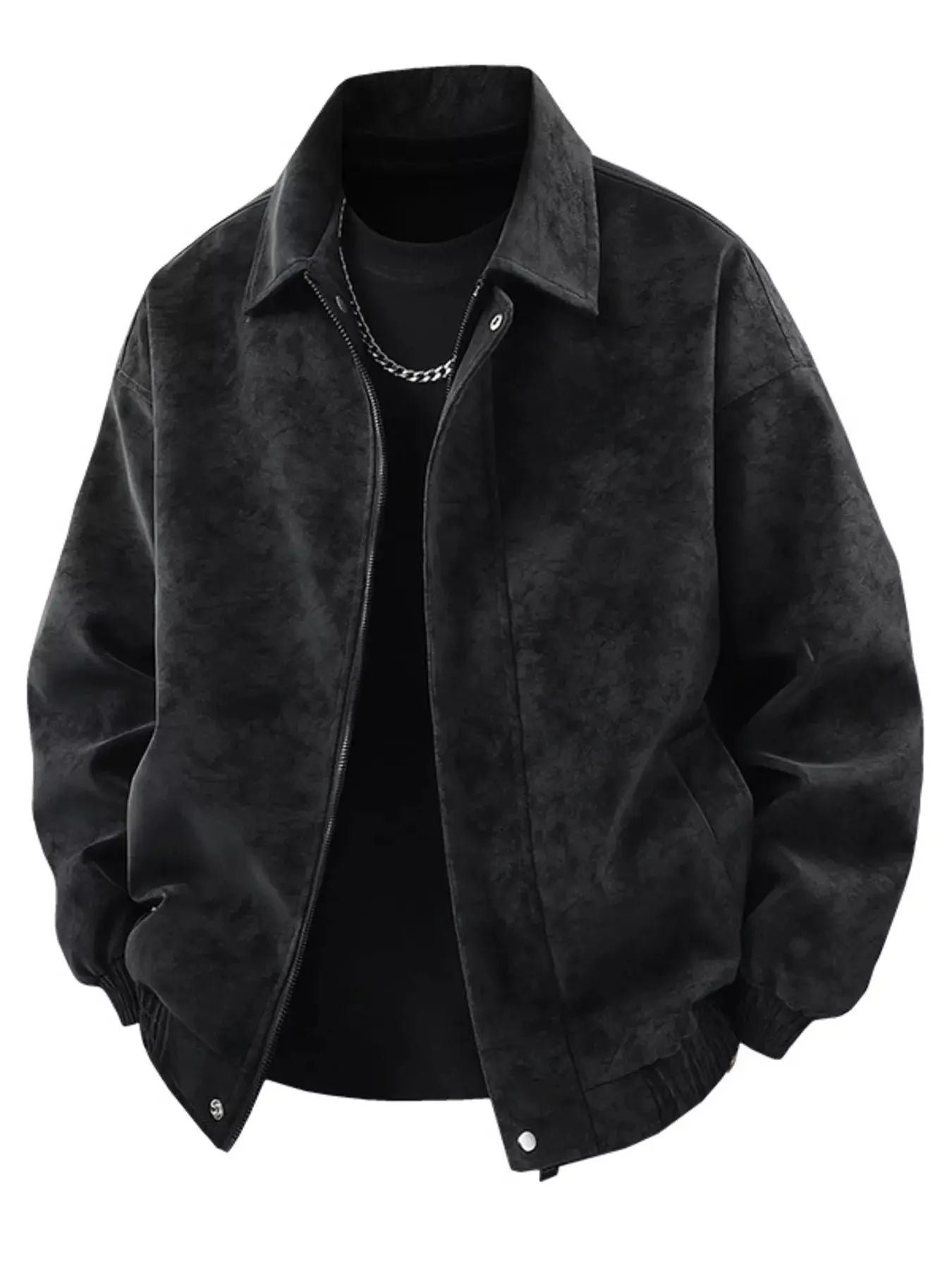 Men's Plus Size Zip Up Leather Jacket  COOLANDBAG
