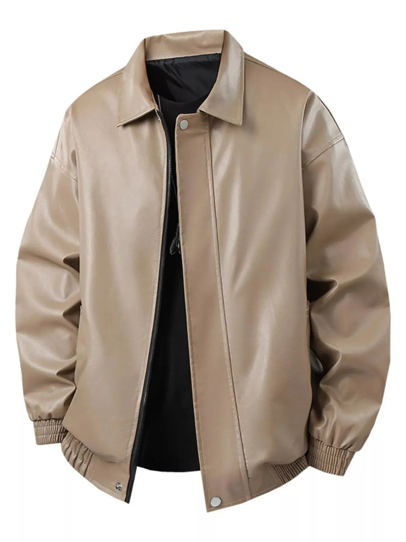 Men's Plus Size Zip Up Leather Jacket  COOLANDBAG