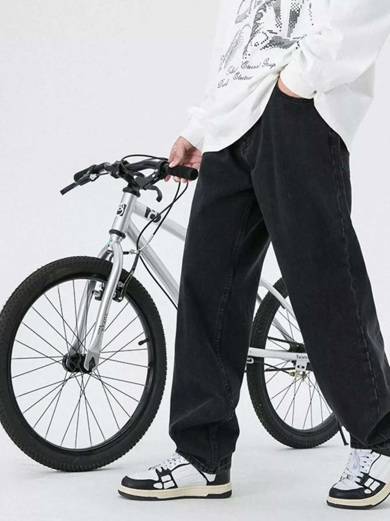 Men's Pocketed Wide Leg Jeans  COOLANDBAG