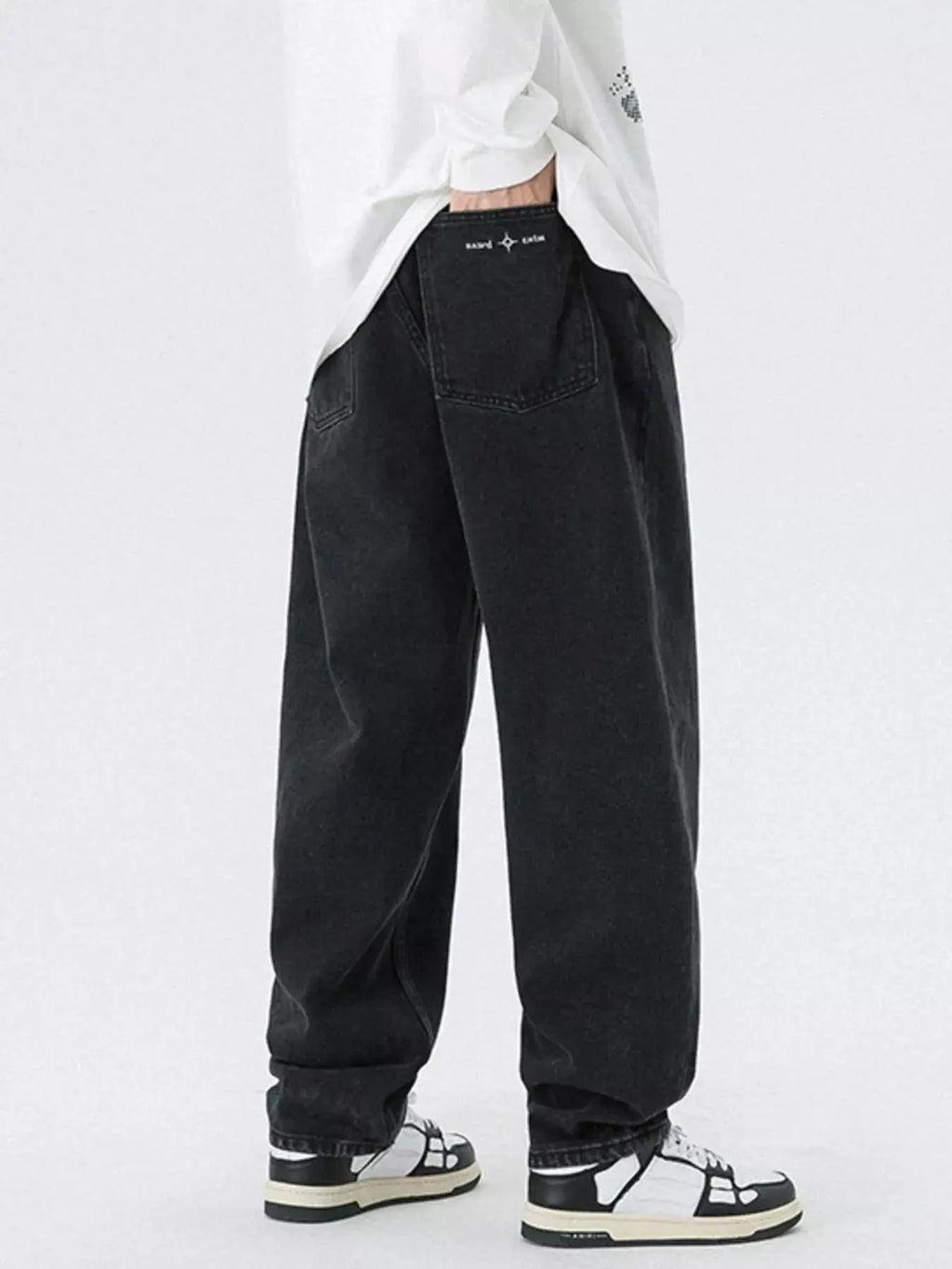 Men's Pocketed Wide Leg Jeans  COOLANDBAG