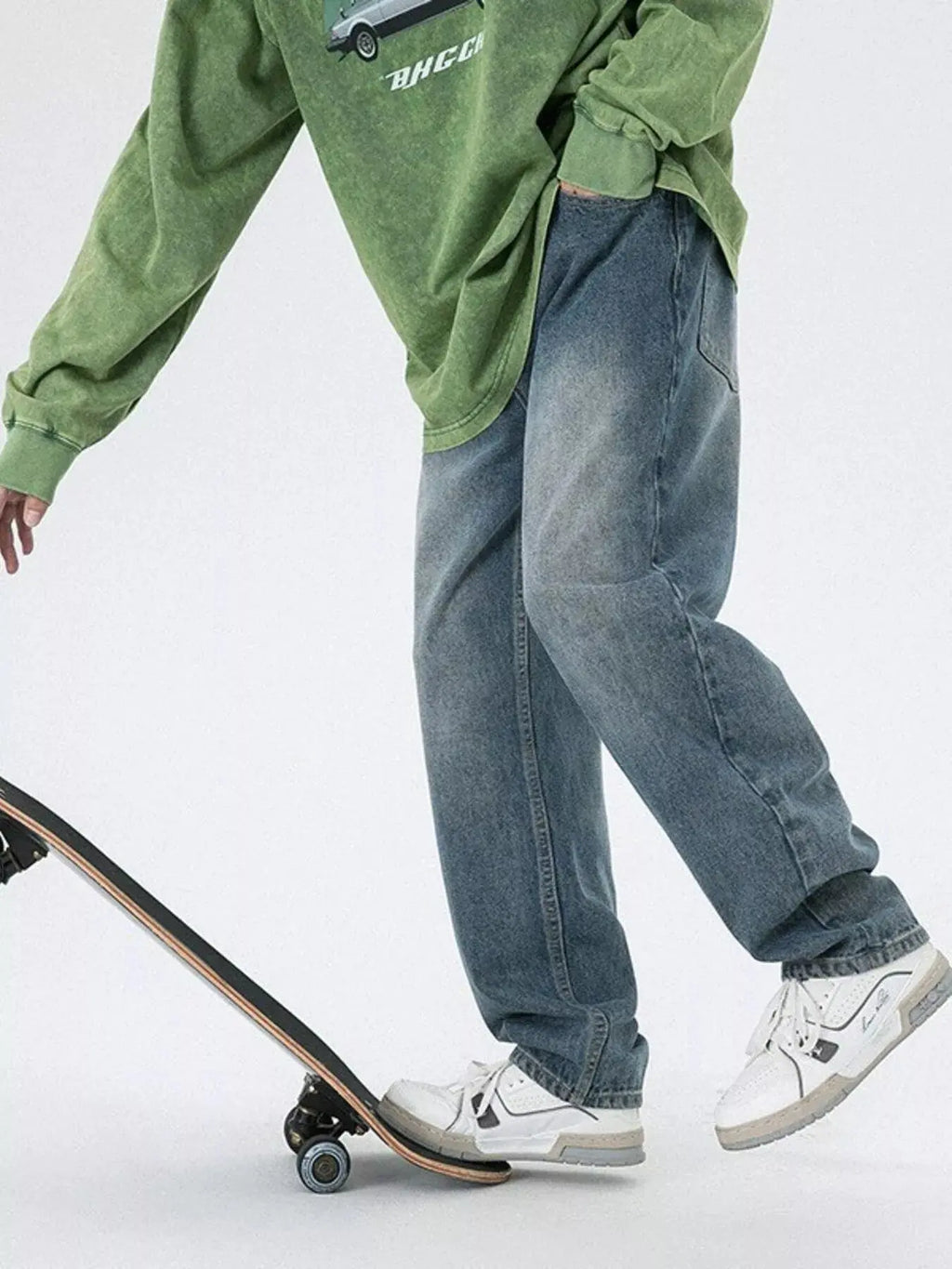 Men's Pocketed Wide Leg Jeans  COOLANDBAG