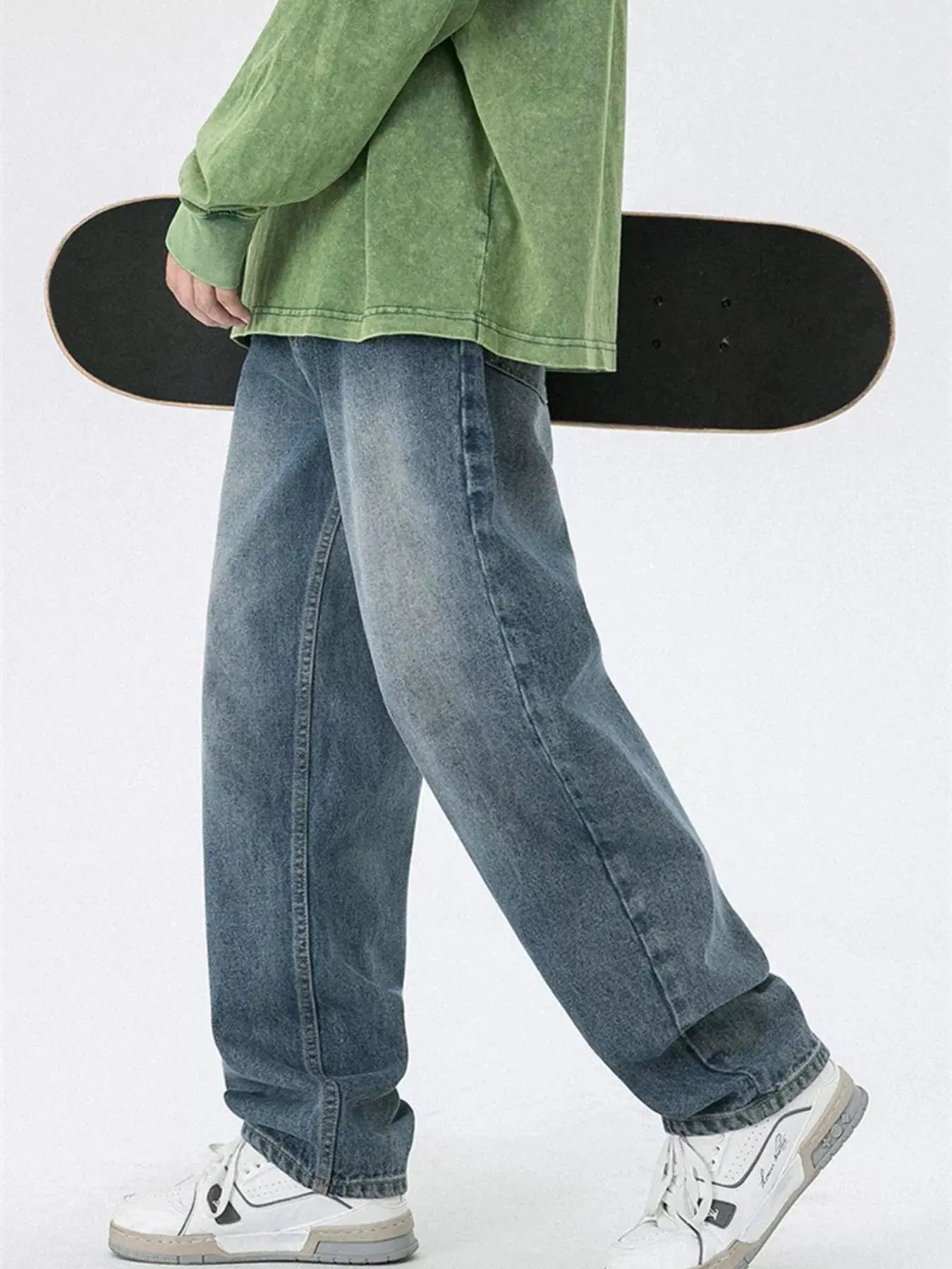 Men's Pocketed Wide Leg Jeans  COOLANDBAG
