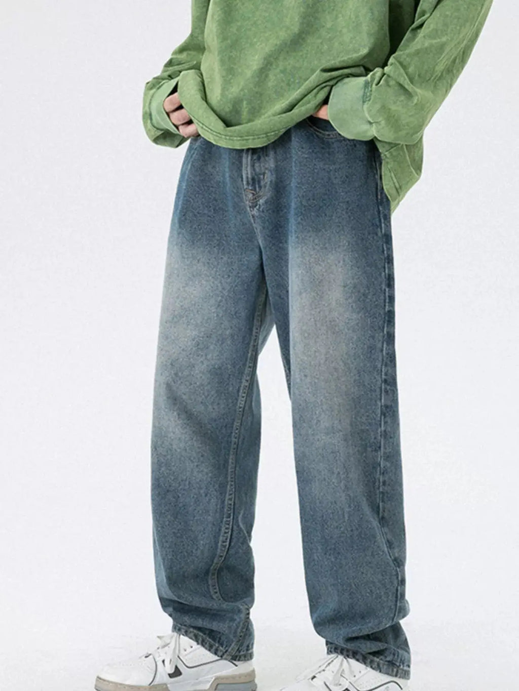 Men's Pocketed Wide Leg Jeans  COOLANDBAG