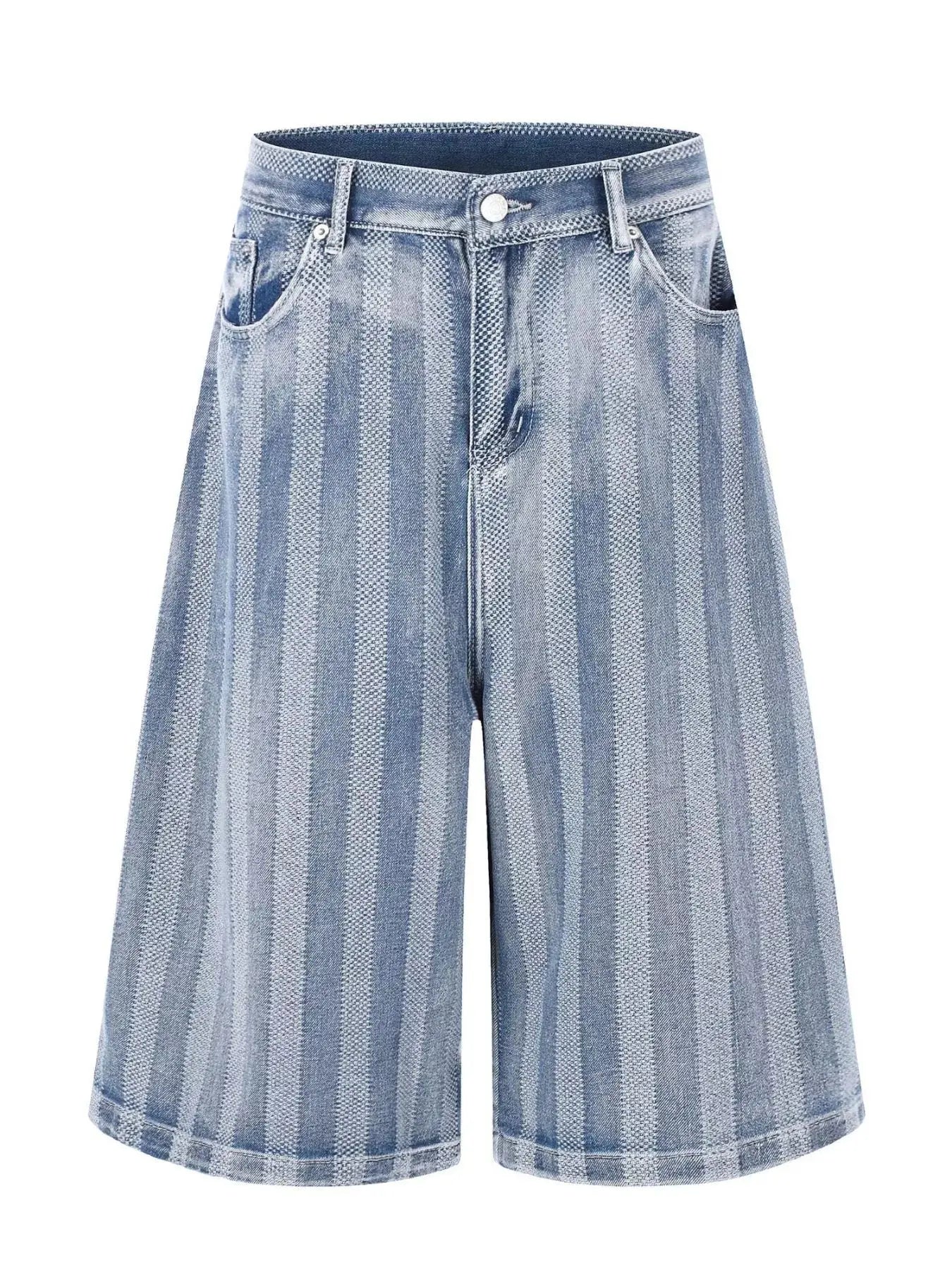 Men's Stripe Wide Leg Denim Capris  COOLANDBAG