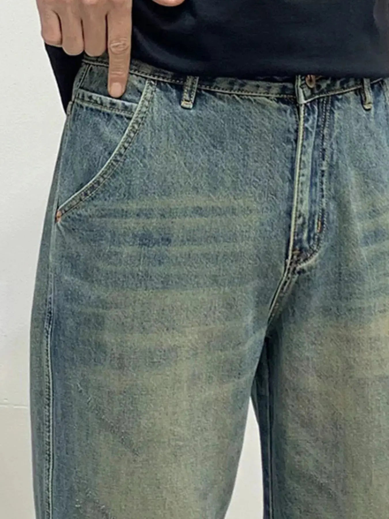 Men's Vintage Wash Loose Fit Jeans  COOLANDBAG