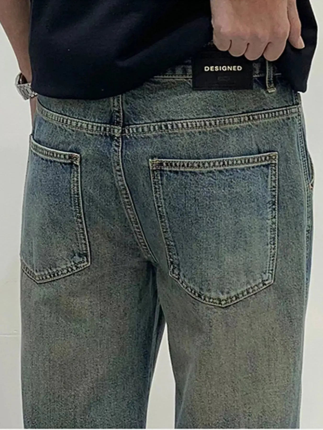 Men's Vintage Wash Loose Fit Jeans  COOLANDBAG