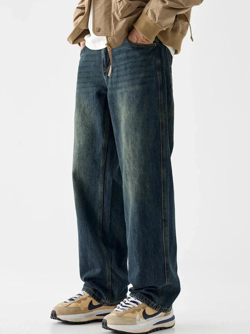 Men's Vintage Wash Loose Fit Jeans  COOLANDBAG