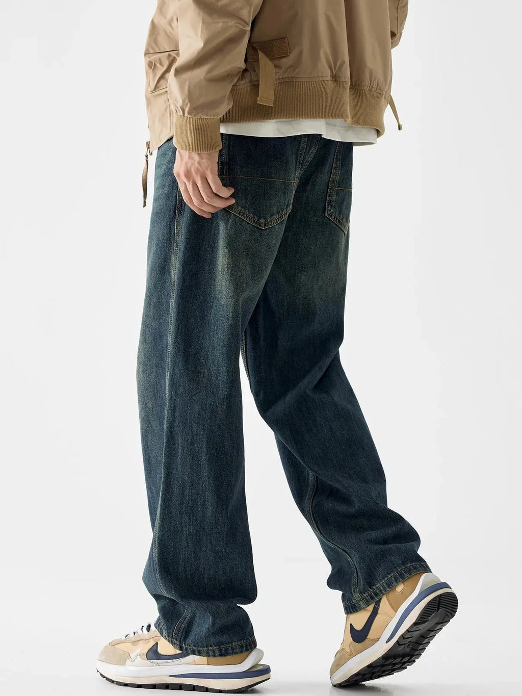Men's Vintage Wash Loose Fit Jeans  COOLANDBAG