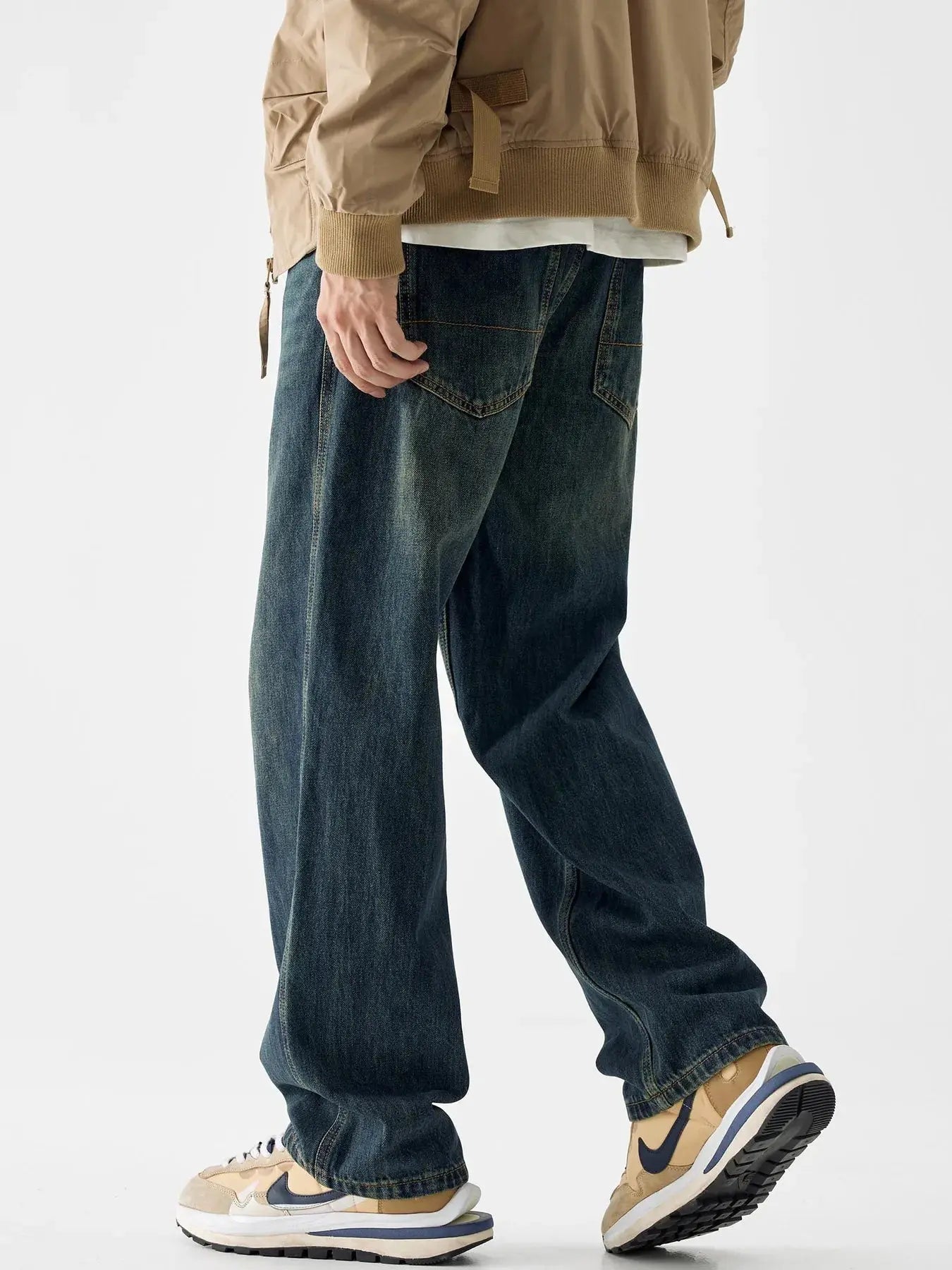 Men's Vintage Wash Loose Fit Jeans  COOLANDBAG