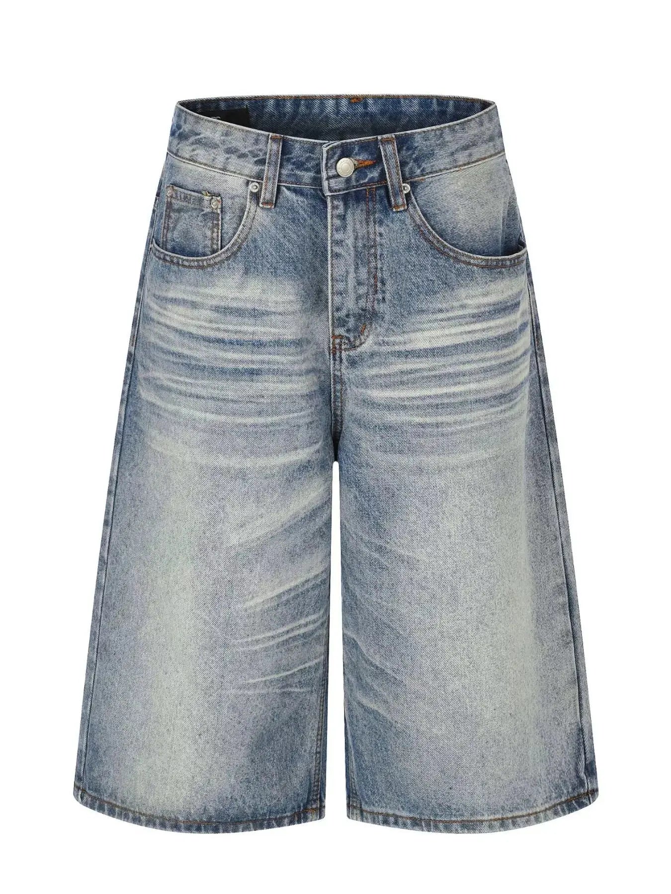 Men's Vintage Wash Wide Leg Denim Capris  COOLANDBAG