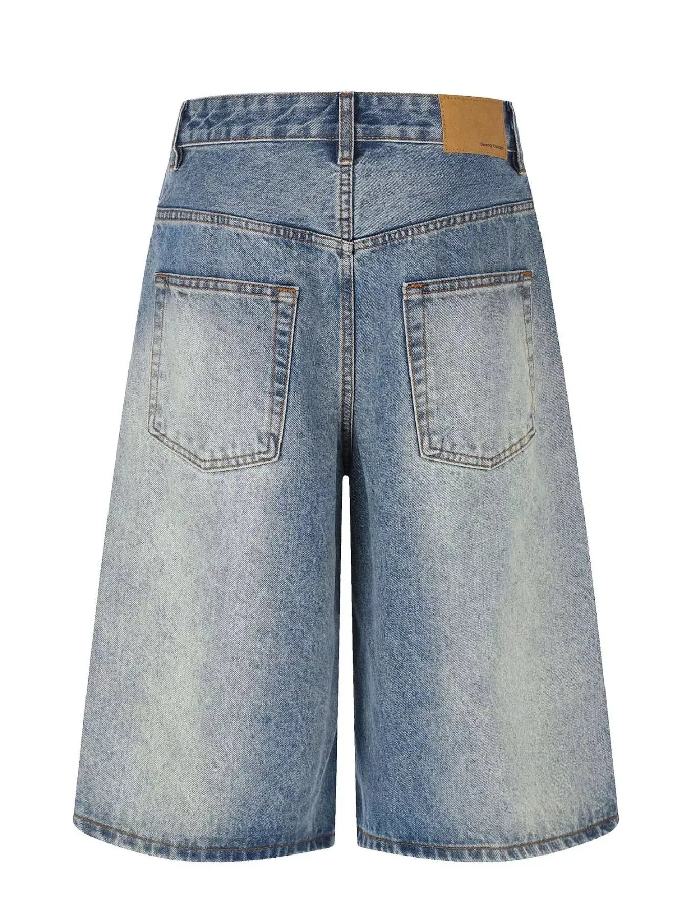 Men's Vintage Wash Wide Leg Denim Capris  COOLANDBAG