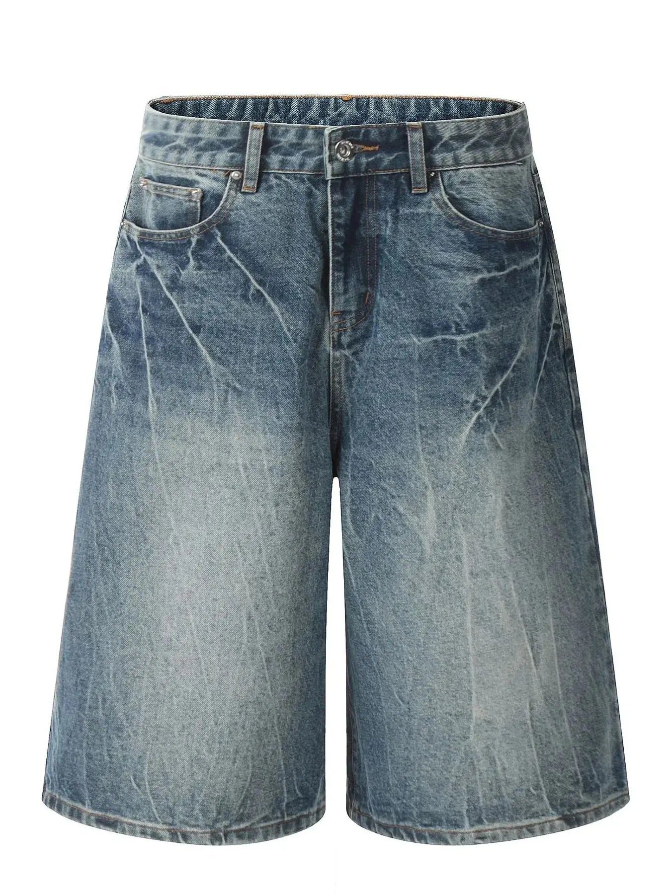 Men's Wash Wide-Leg Denim Shorts  COOLANDBAG