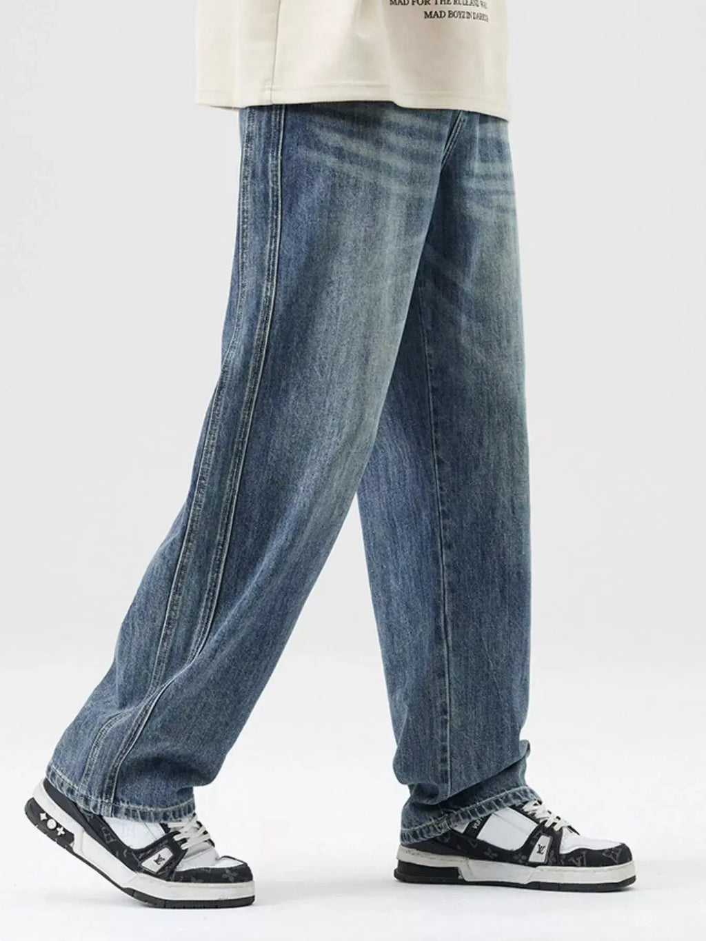 Men's Wash Wide Leg Jeans  COOLANDBAG