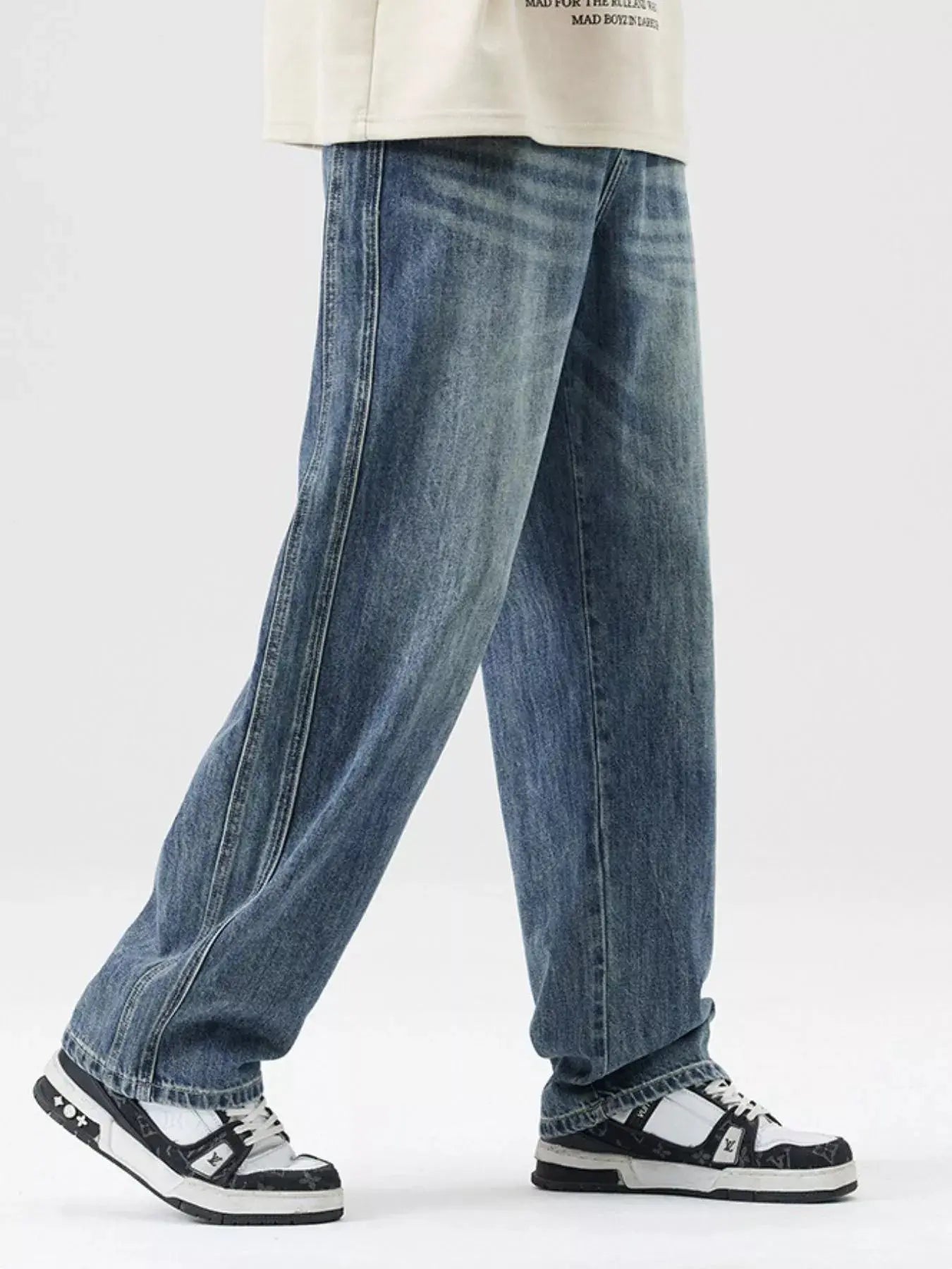 Men's Wash Wide Leg Jeans  COOLANDBAG