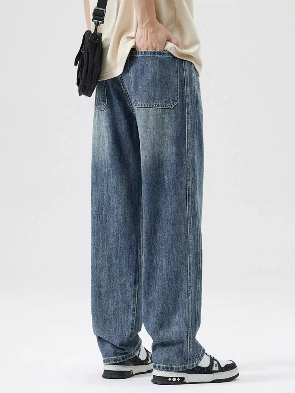 Men's Wash Wide Leg Jeans  COOLANDBAG
