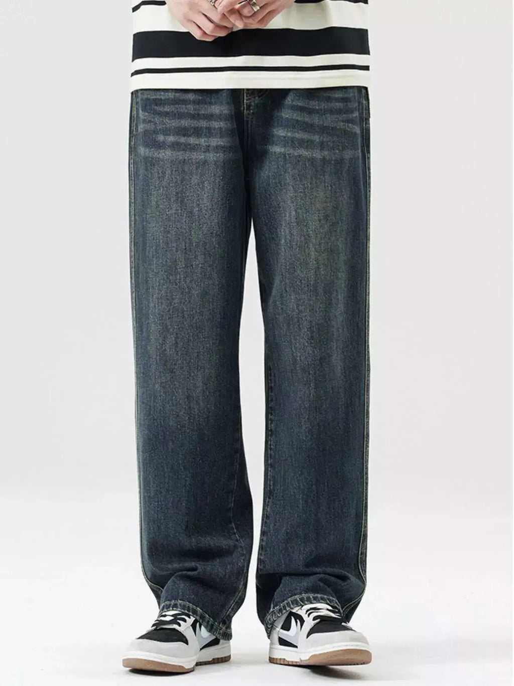 Men's Wash Wide Leg Jeans  COOLANDBAG
