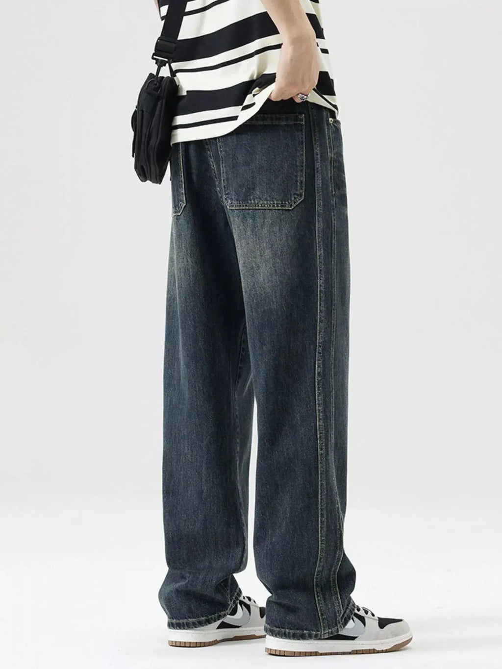 Men's Wash Wide Leg Jeans  COOLANDBAG