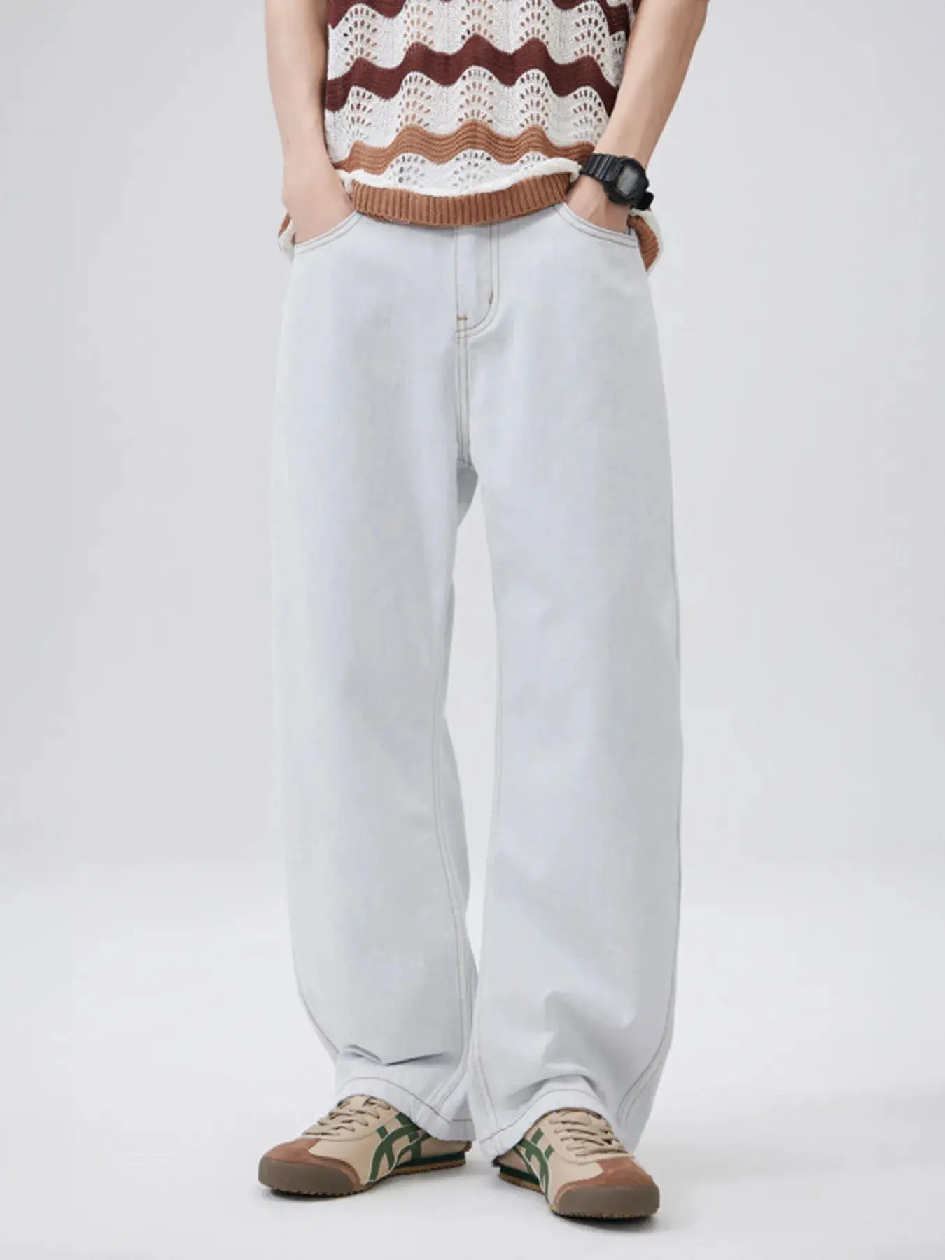 Men's Wash Wide Leg Jeans  COOLANDBAG