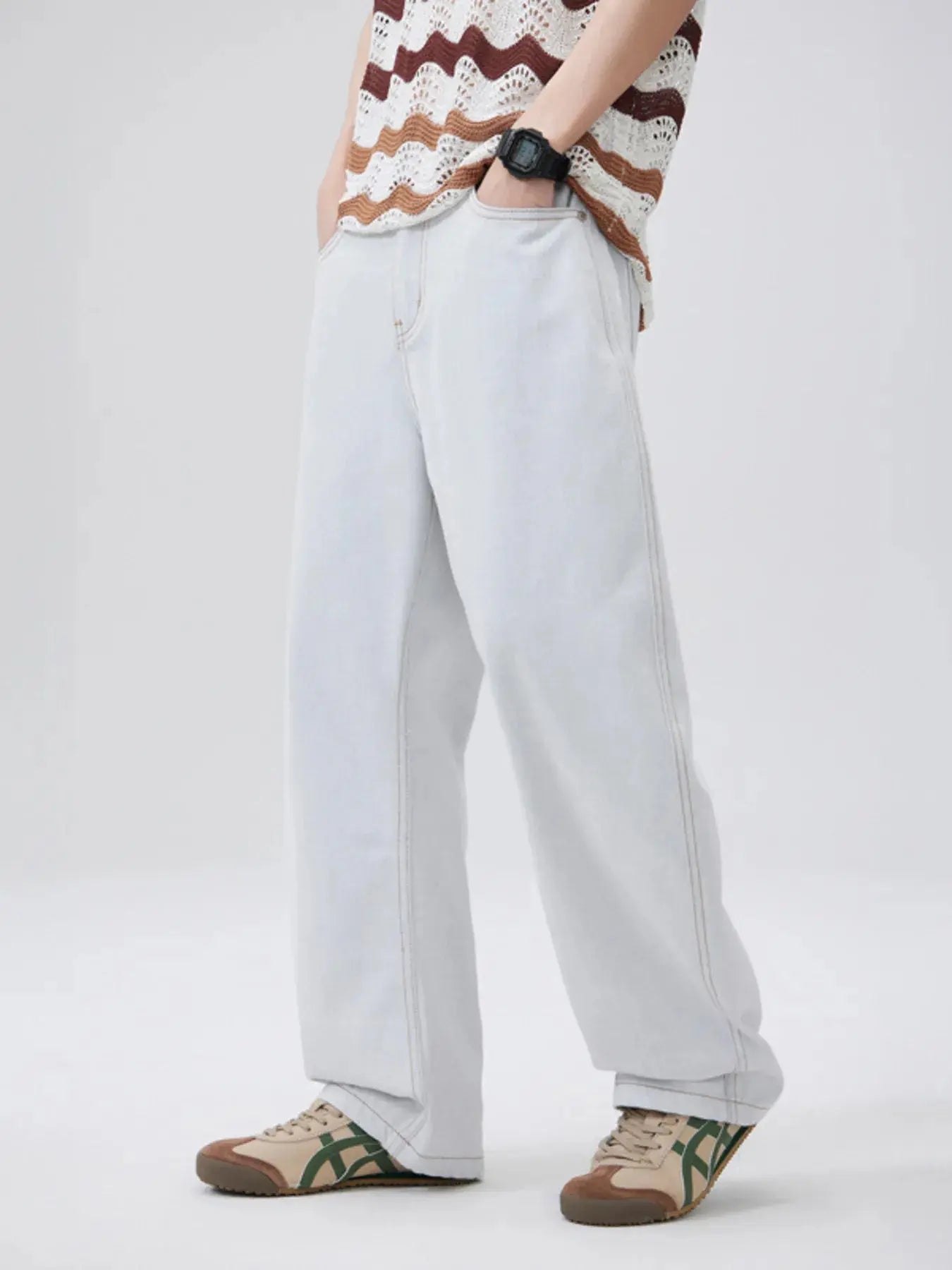 Men's Wash Wide Leg Jeans  COOLANDBAG