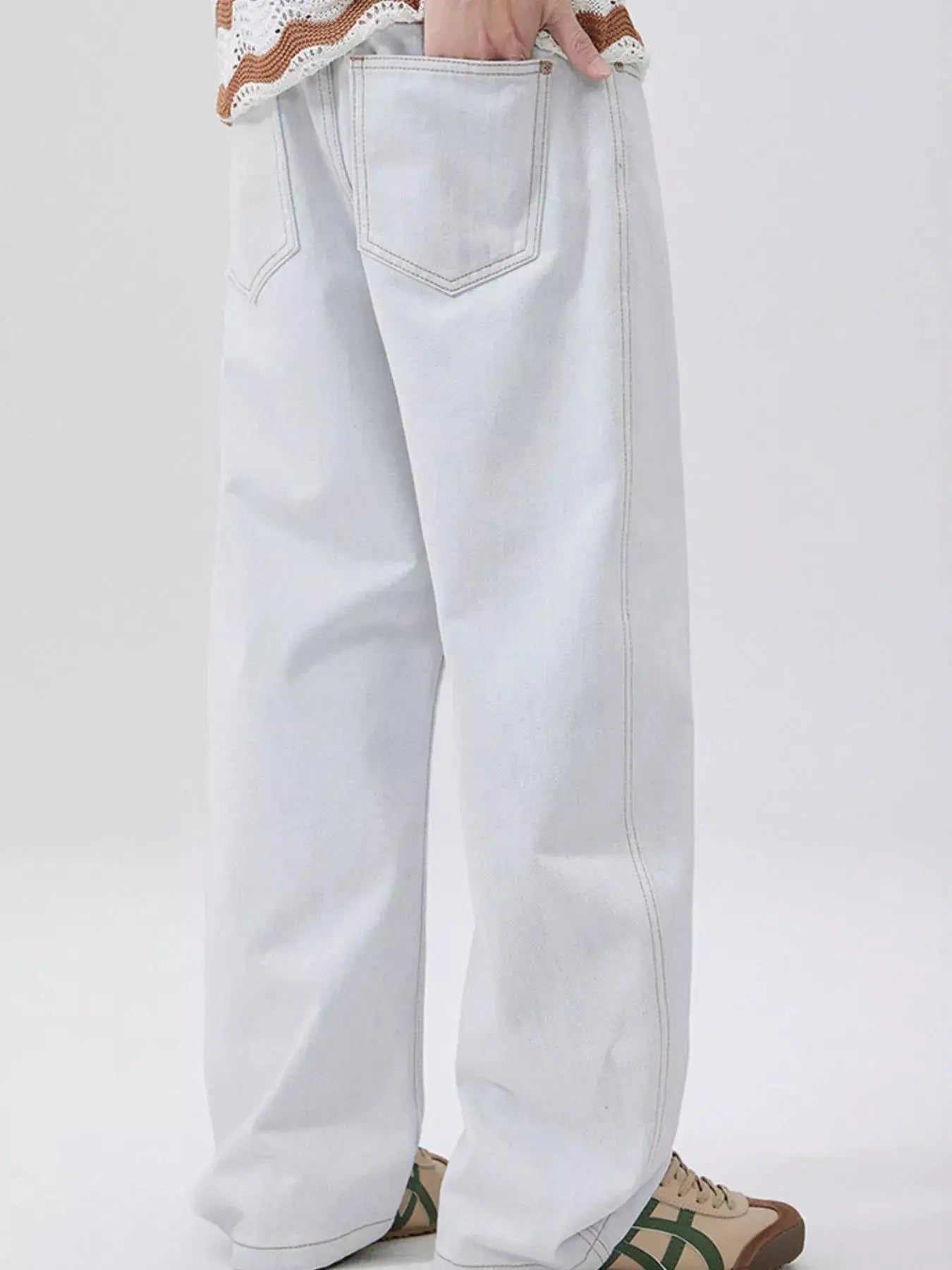 Men's Wash Wide Leg Jeans  COOLANDBAG