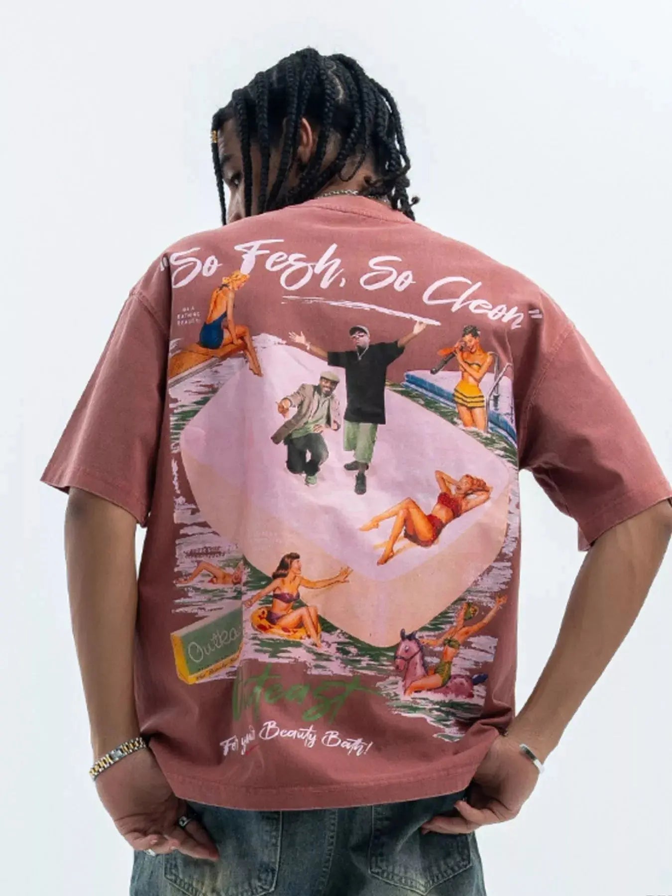 Men's Washed Graphic Oversized T-Shirt  COOLANDBAG