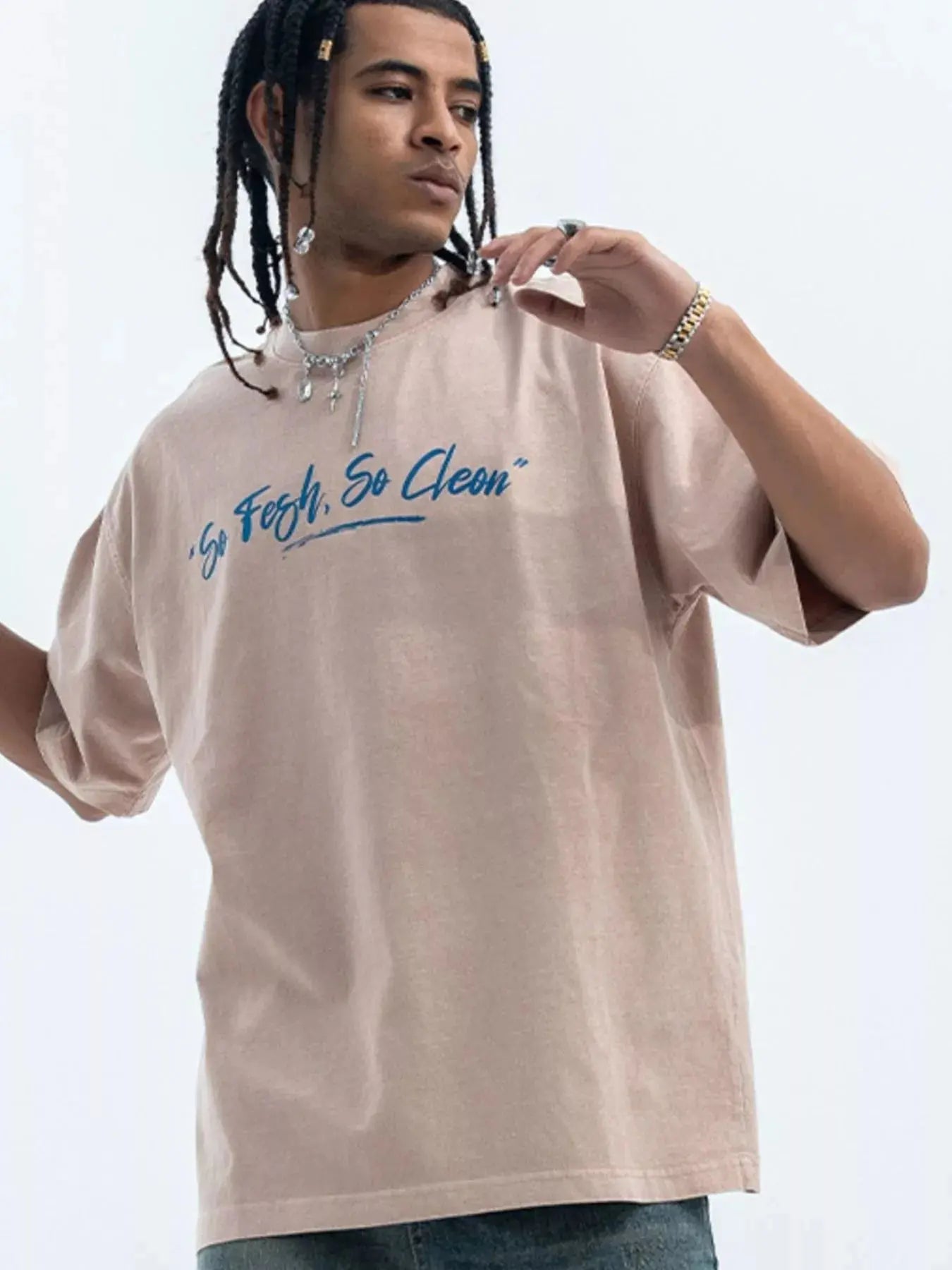 Men's Washed Graphic Oversized T-Shirt  COOLANDBAG