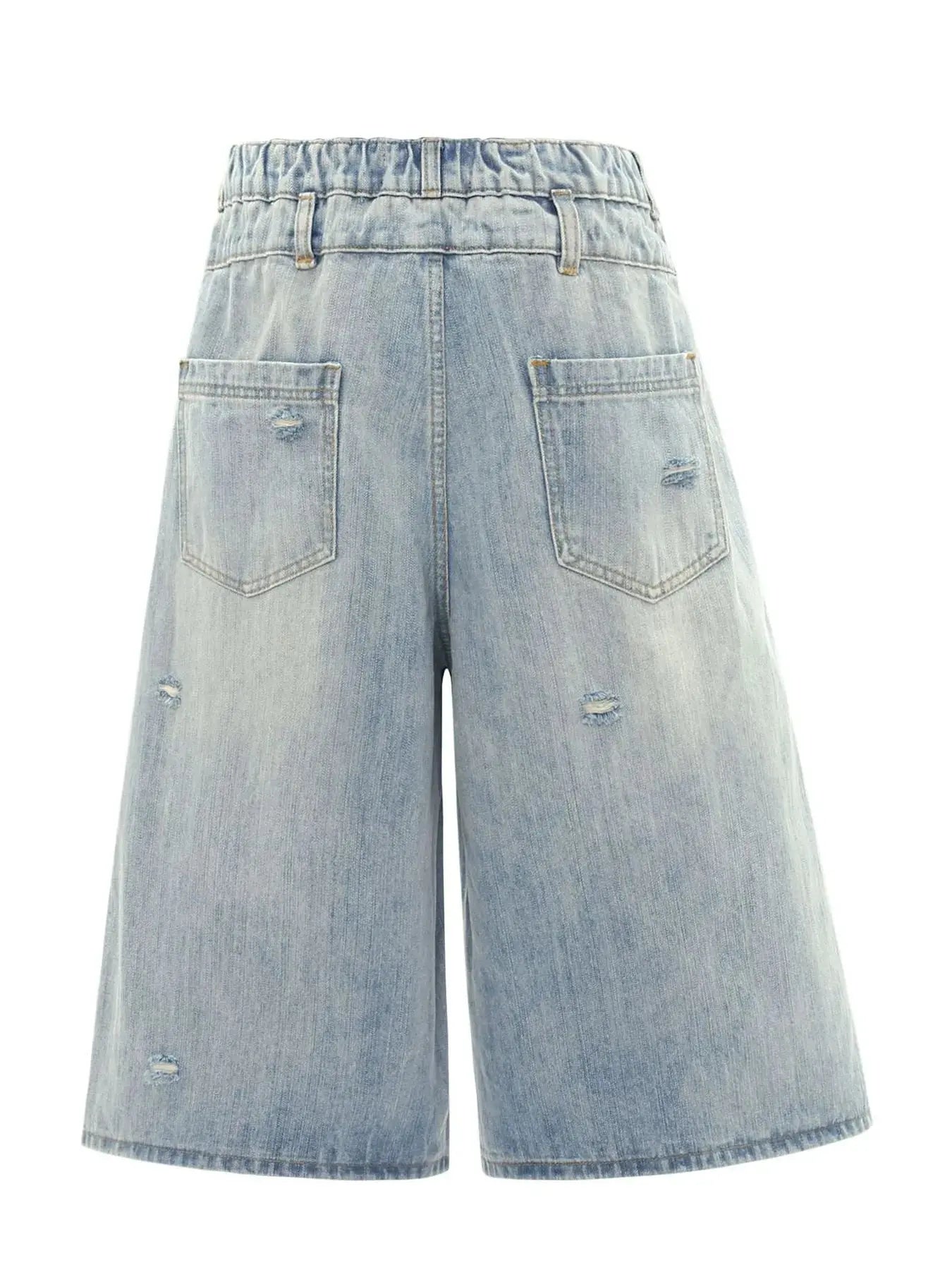 Men's Washed Wide Leg Cropped Jeans  COOLANDBAG