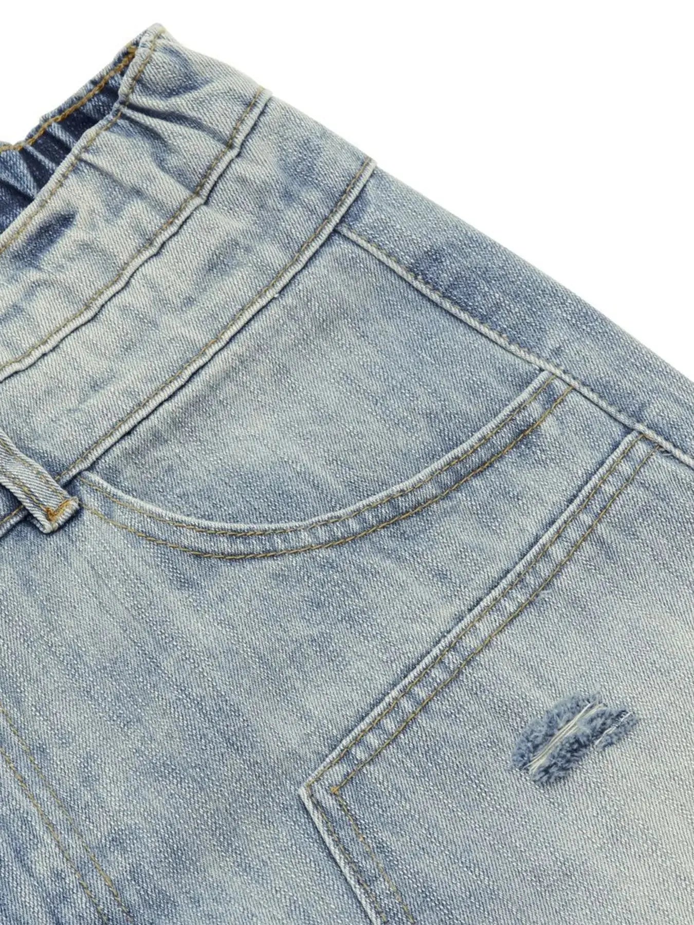 Men's Washed Wide Leg Cropped Jeans  COOLANDBAG