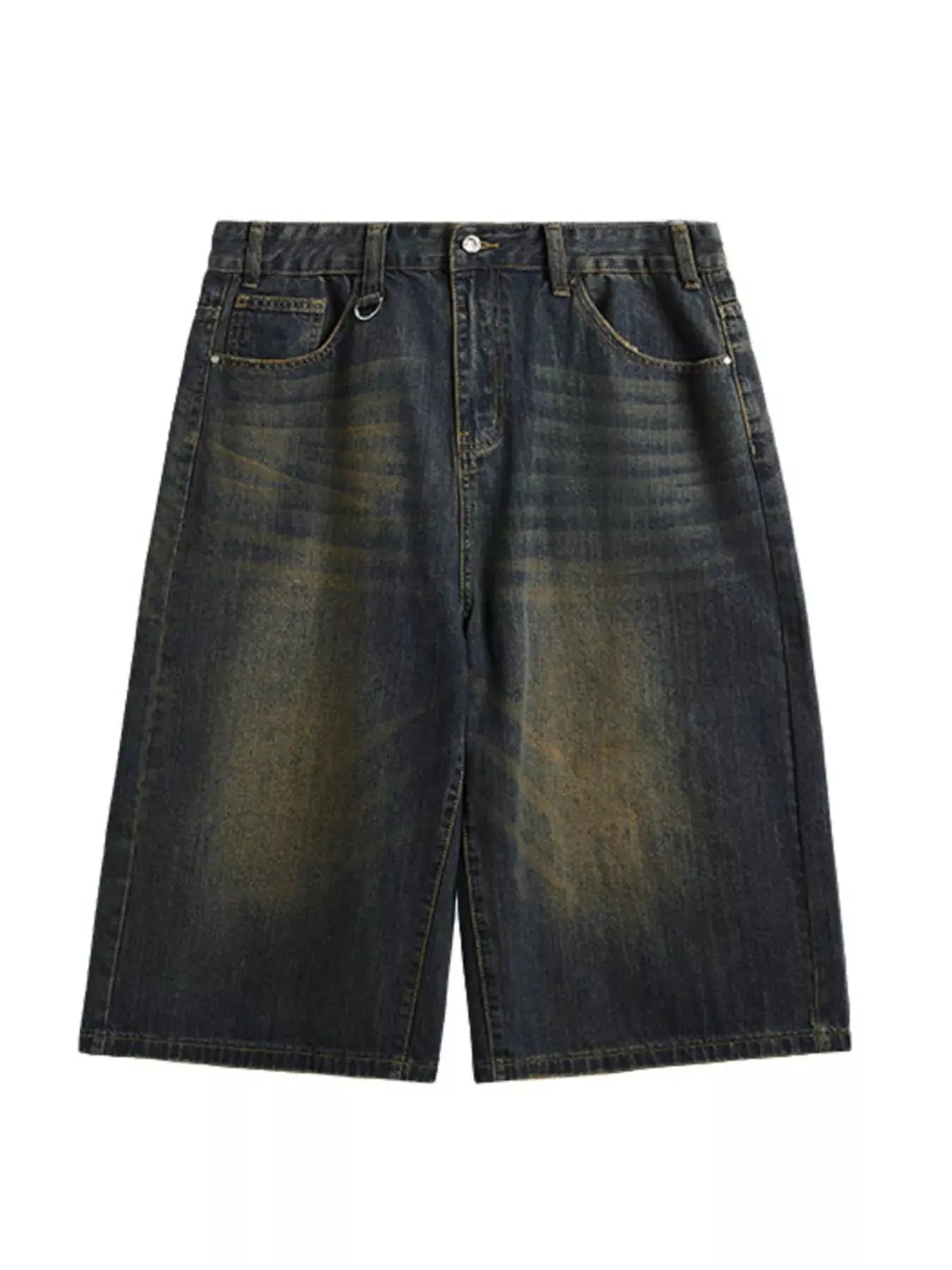 Men's Washed Wide Leg Demin Shorts  COOLANDBAG