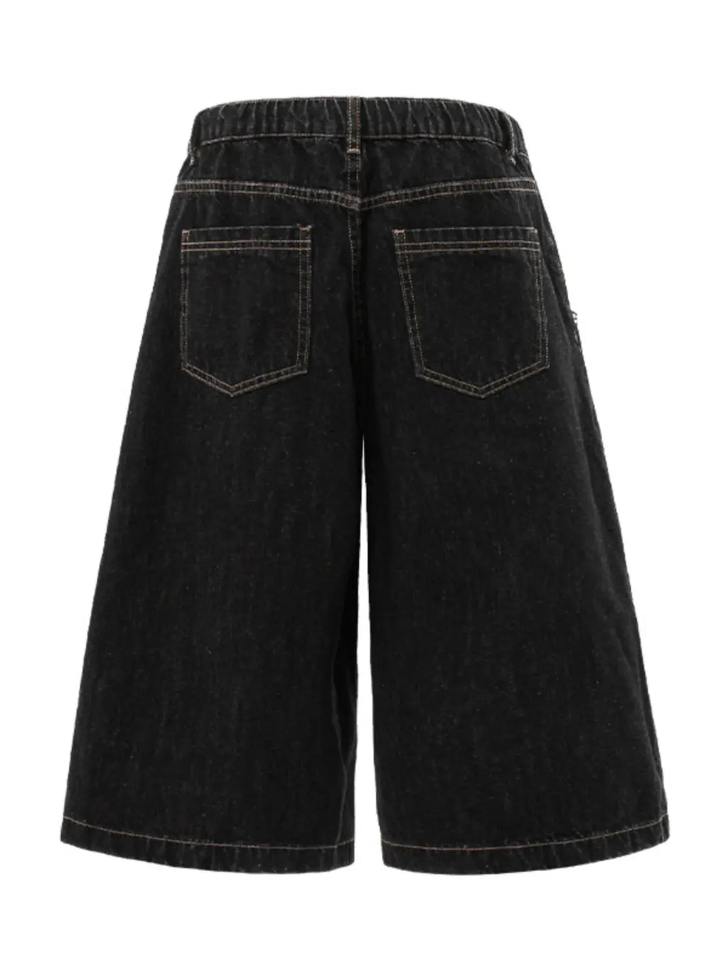 Men's Wide-Leg Denim Shorts with Plaid Accent  COOLANDBAG