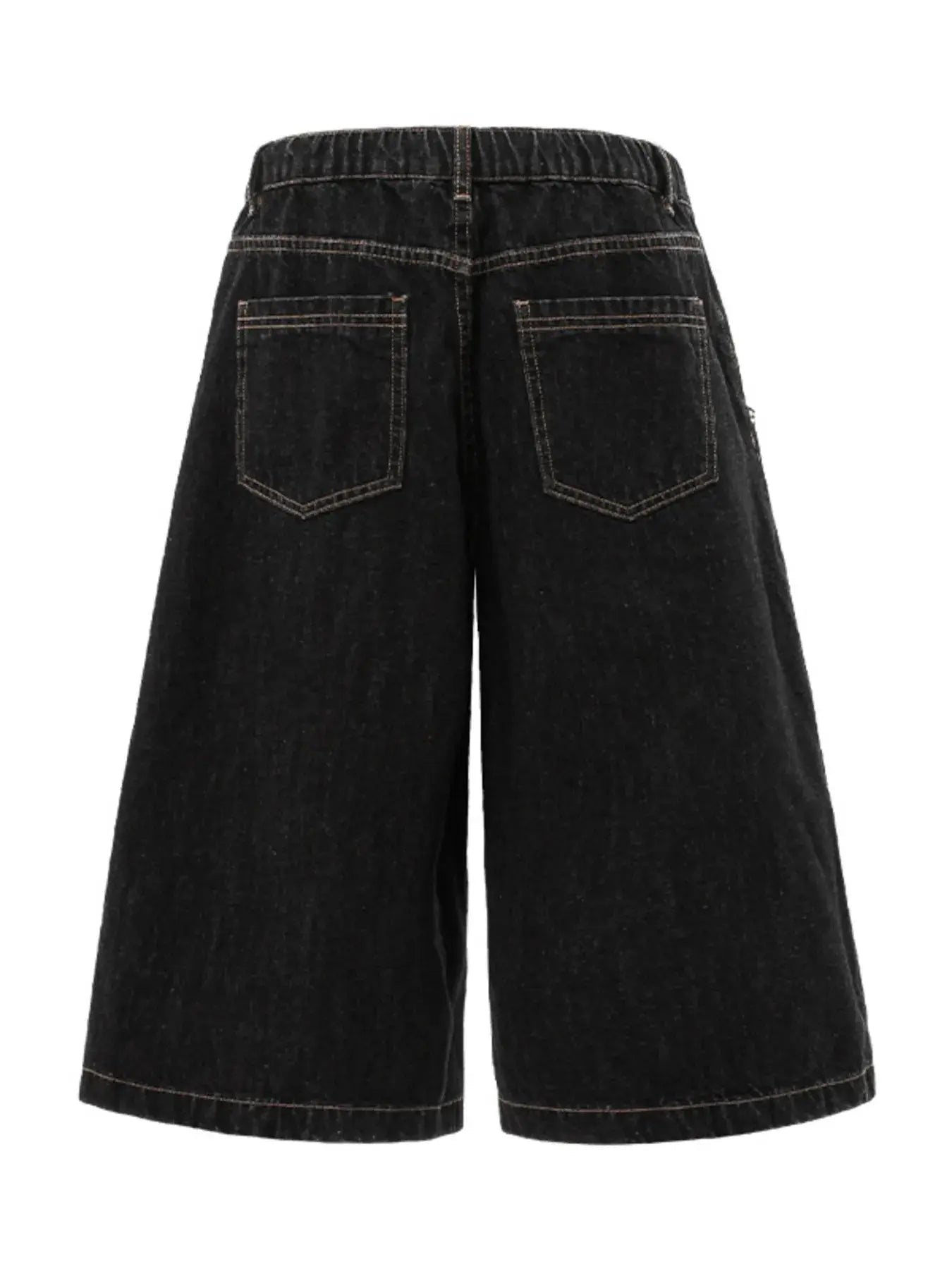 Men's Wide-Leg Denim Shorts with Plaid Accent  COOLANDBAG