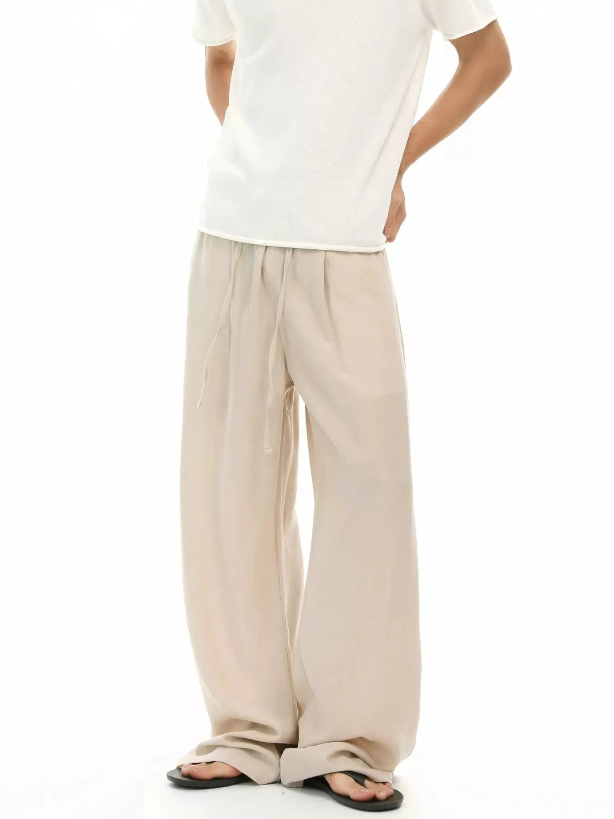 Men's Wide-Leg Drawstring Casual Pants  COOLANDBAG