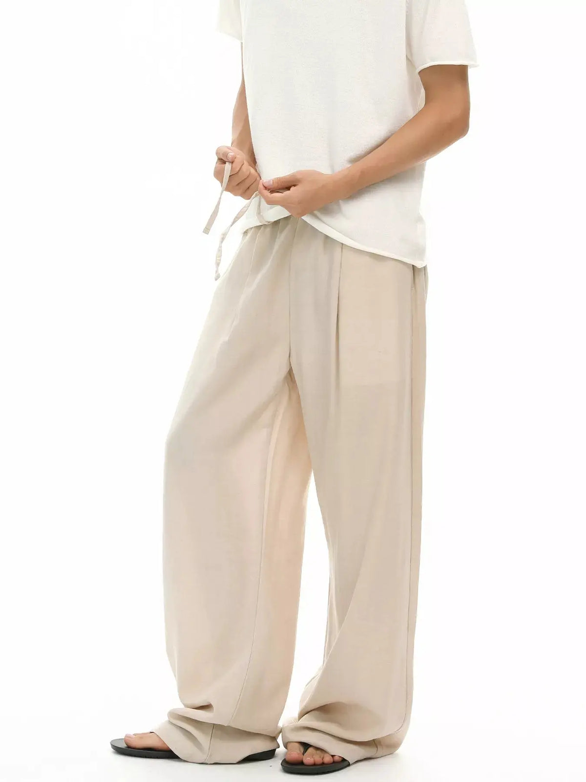 Men's Wide-Leg Drawstring Casual Pants  COOLANDBAG