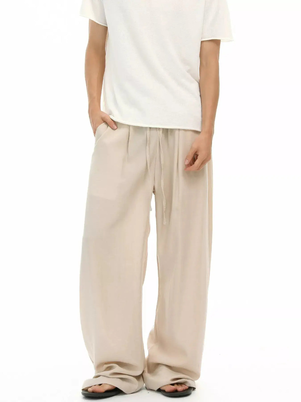 Men's Wide-Leg Drawstring Casual Pants  COOLANDBAG