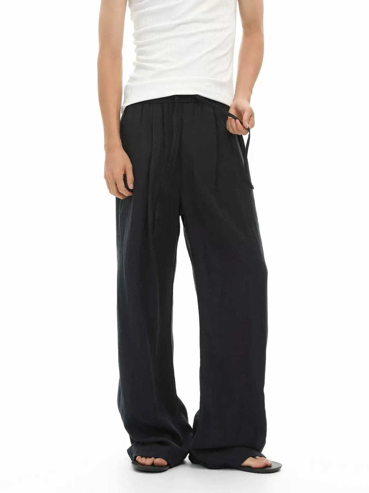 Men's Wide-Leg Drawstring Casual Pants  COOLANDBAG