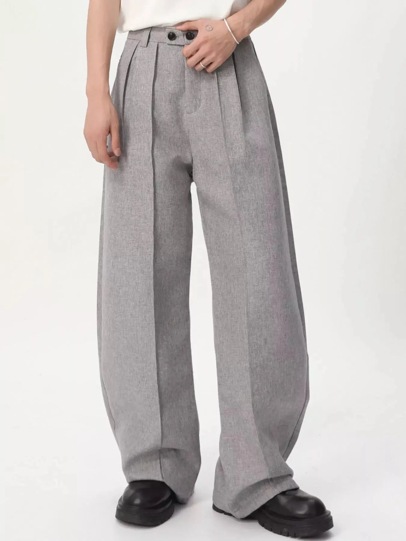 Men's Wide-Leg Pleated Pants  COOLANDBAG