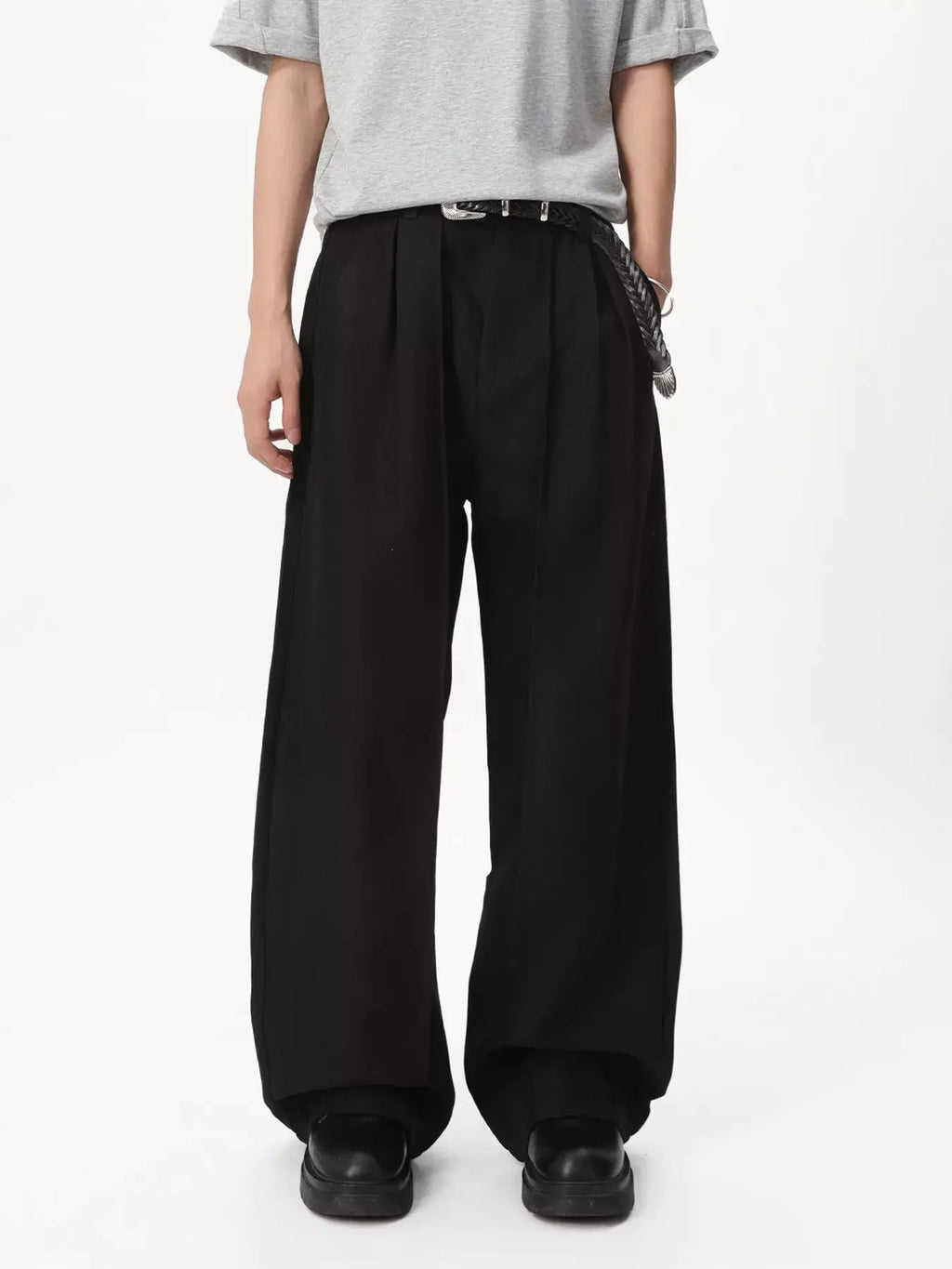 Men's Wide-Leg Pleated Pants  COOLANDBAG
