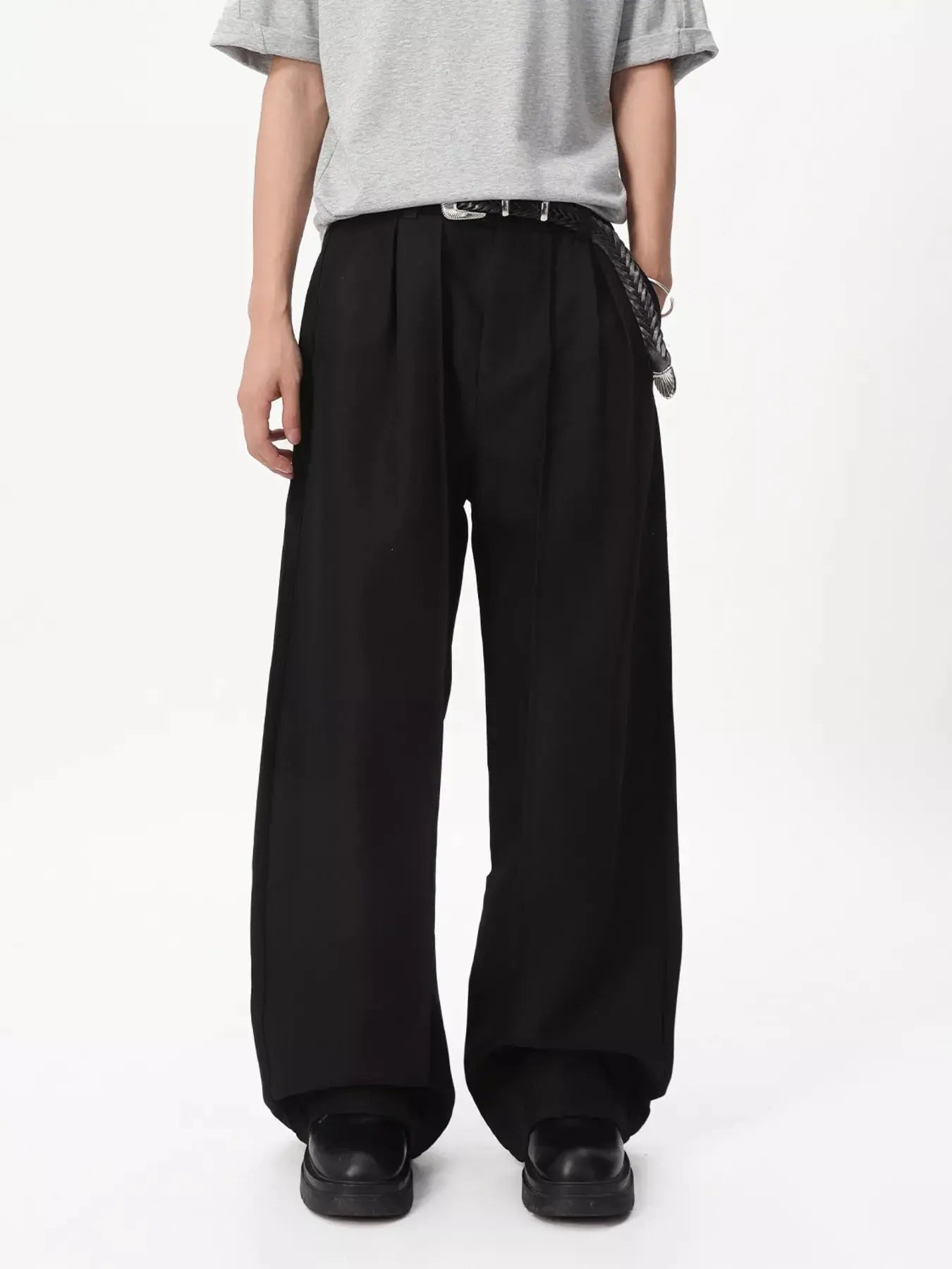 Men's Wide-Leg Pleated Pants  COOLANDBAG
