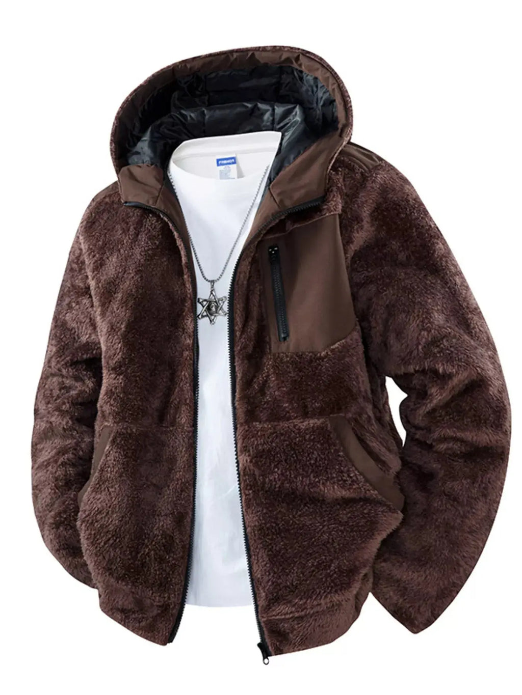 Men's Zip Up Fleece Hooded Jacket  COOLANDBAG