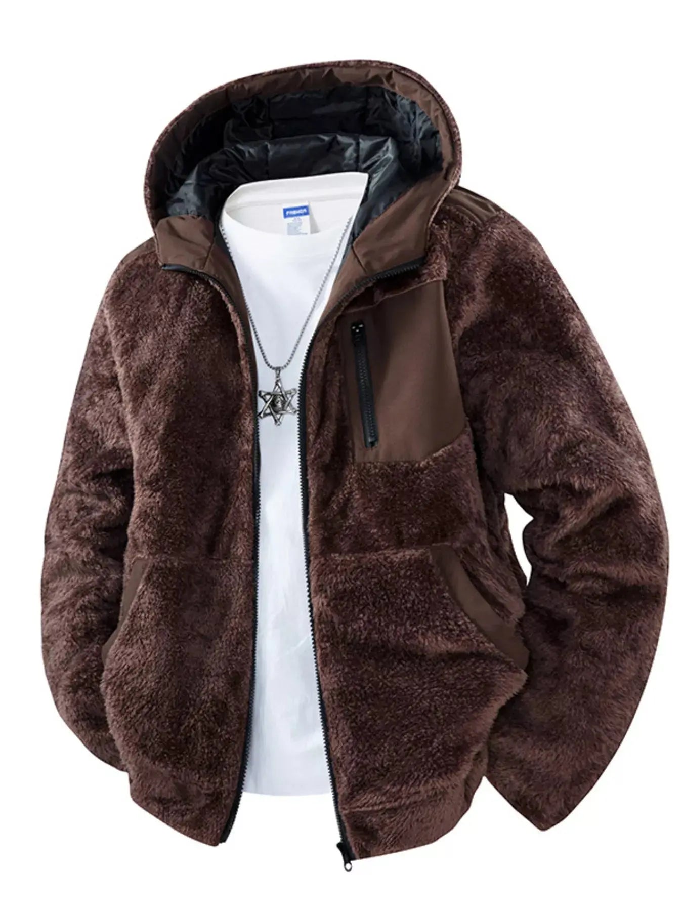 Men's Zip Up Fleece Hooded Jacket  COOLANDBAG