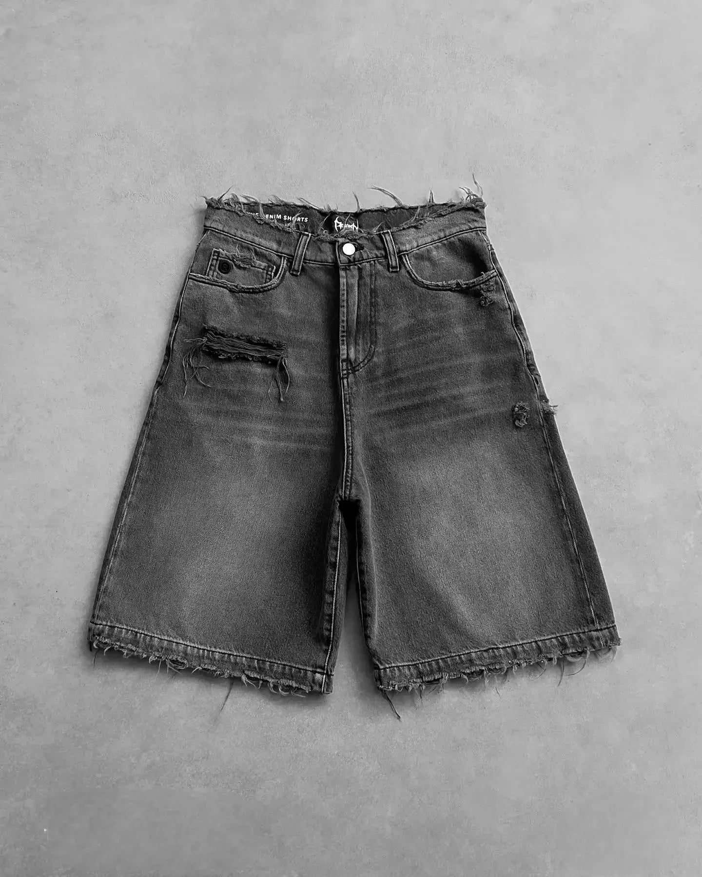 Mode cerisier fleur poche broderie jean Shorts hommes femmes rétro Baggy noir Denim court Y2k Jorts Hip Hop Streetwear pantalon  COOLANDBAG