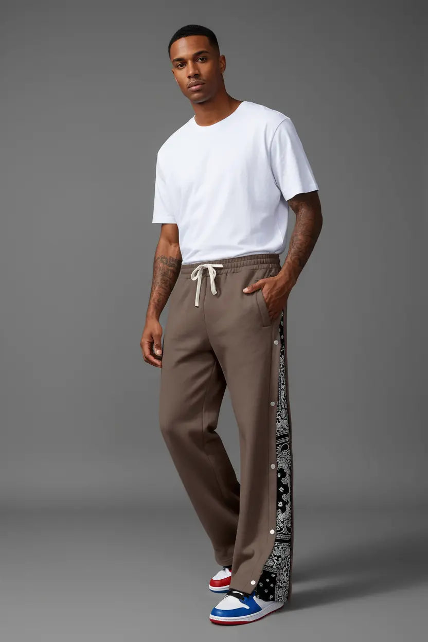 Pantalon Grande Taille Wide Leg Boutons Pression  COOLANDBAG