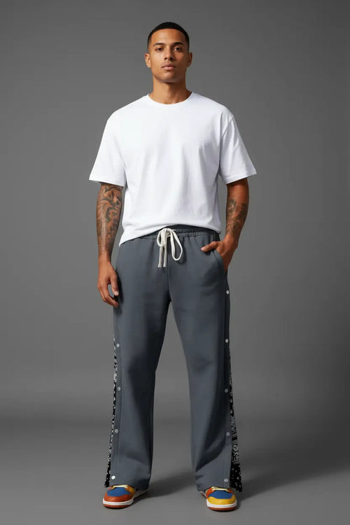 Pantalon Grande Taille Wide Leg Boutons Pression  COOLANDBAG