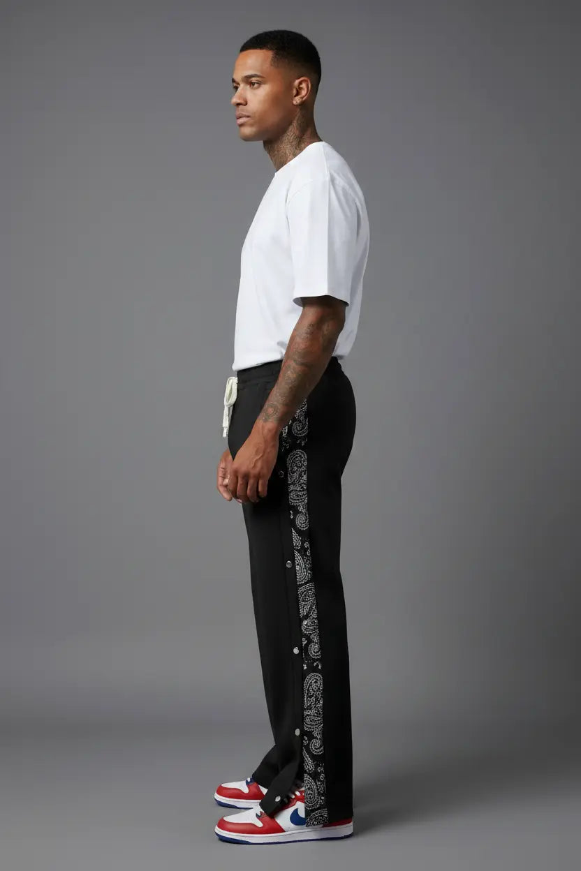Pantalon Grande Taille Wide Leg Boutons Pression  COOLANDBAG