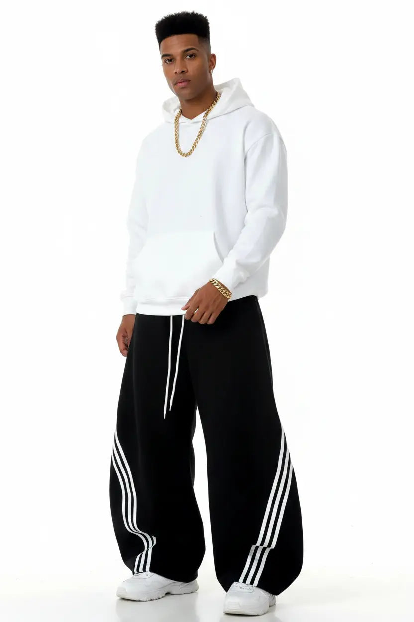 Pantalon Rayé Wide-Leg  COOLANDBAG