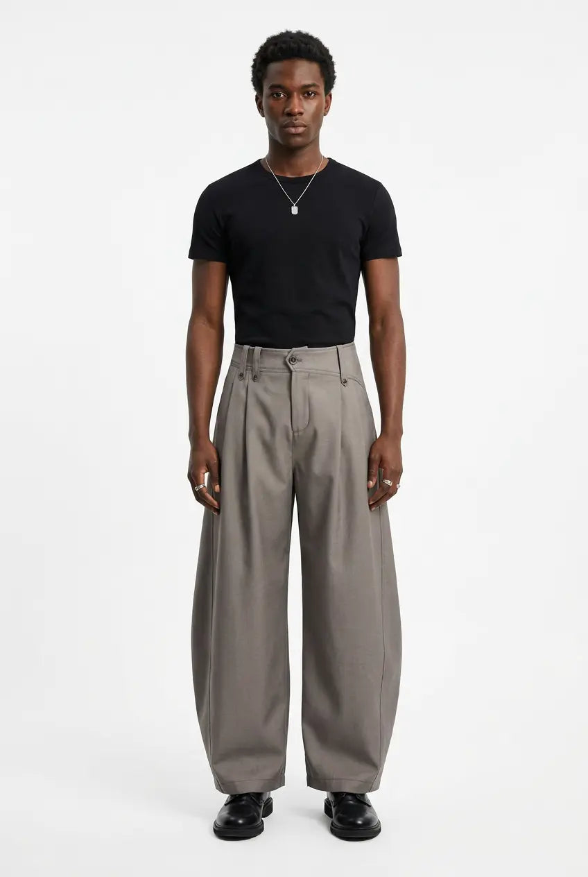 Pantalon Wide Leg Taille Haute à Pinces Homme  COOLANDBAG