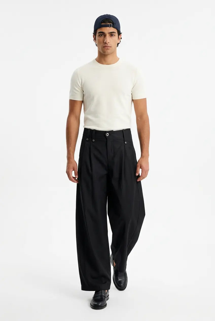 Pantalon Wide Leg Taille Haute à Pinces Homme  COOLANDBAG